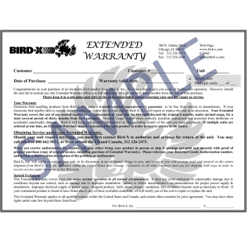 EXTENDED WARRANTY SAMPLE